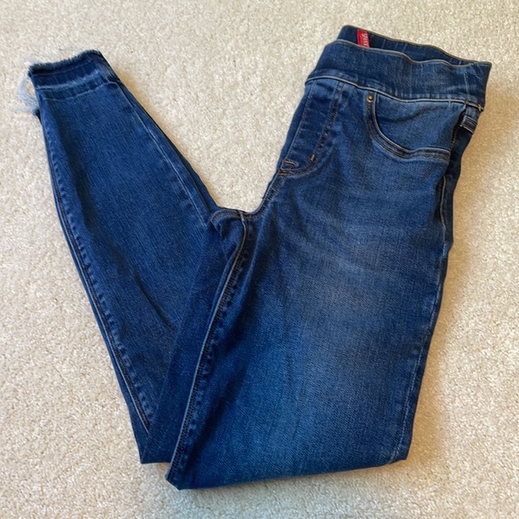 Spanx Distressed High Waist Ankle Denim Leggings - Picture 3 of 7